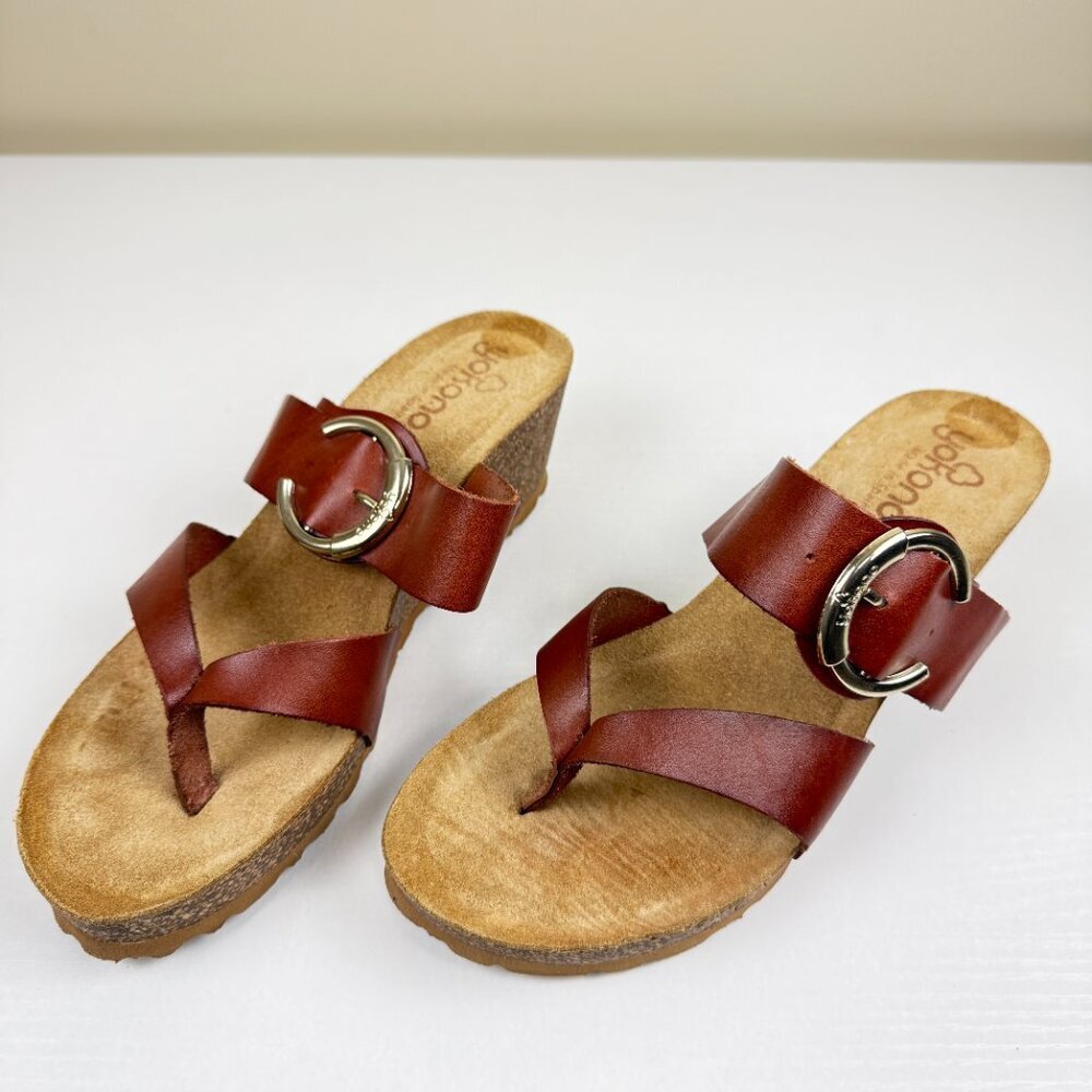 NEW Yokono Wedge Slides Leather Sandals